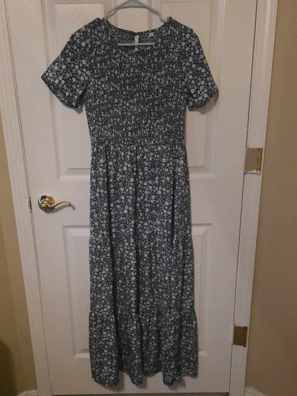 Floral Smocked Maxi Dress - Green
